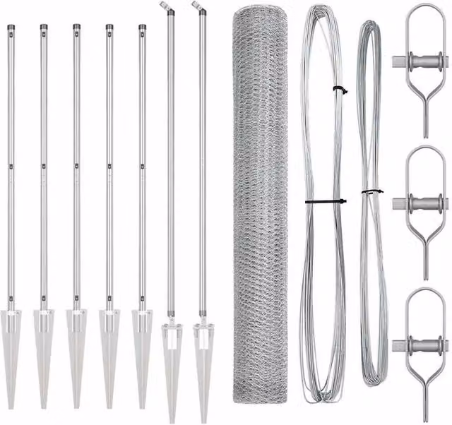 Berkfield Home Hexagon Fence in Silver Galvanised Steel, H: 120 cm x W: 10 m
