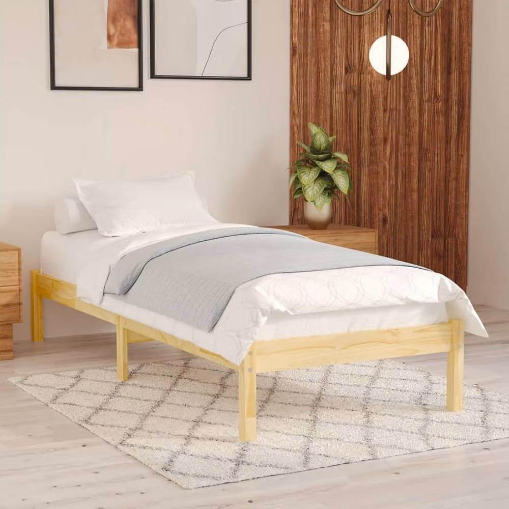 Berkfield Home Single Solid Pine Wood Bed Frame, Brown, W/D/H: 90 x 190 cm – 1
