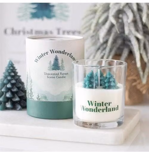 KDMD Winter Wonderland White Votive Candle with Tree Scene – 1