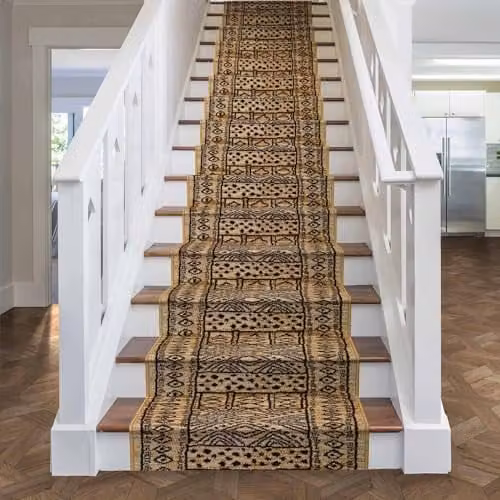 runrug Afrikans Berber Ethnic Stair Runner, Beige, W: 70 cm, L: 720 cm, Thickness: 9 mm – 4