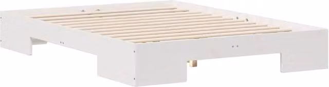 Berkfield Home Floor Bed Frame with Storage in White Solid Pine Wood W/D/H: 120 x 190 cm