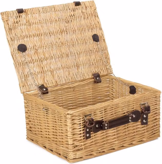 Red Hamper Wicker Picnic Basket in Brown, W/D/H: 45 x 35 x 19 cm