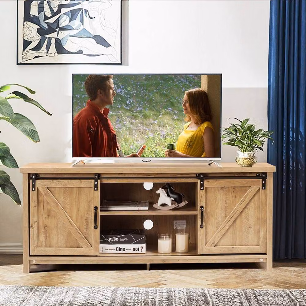 Costway Modern Wooden Media Storage Cabinet and TV Stand for up to 60-Inch TVs in Sand, Beige or Brown – 6