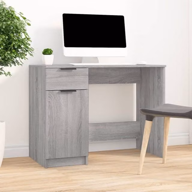 Berkfield Home Computer Desk in Grey Sonoma, W/D/H: 100 x 50 x 75 cm – 1
