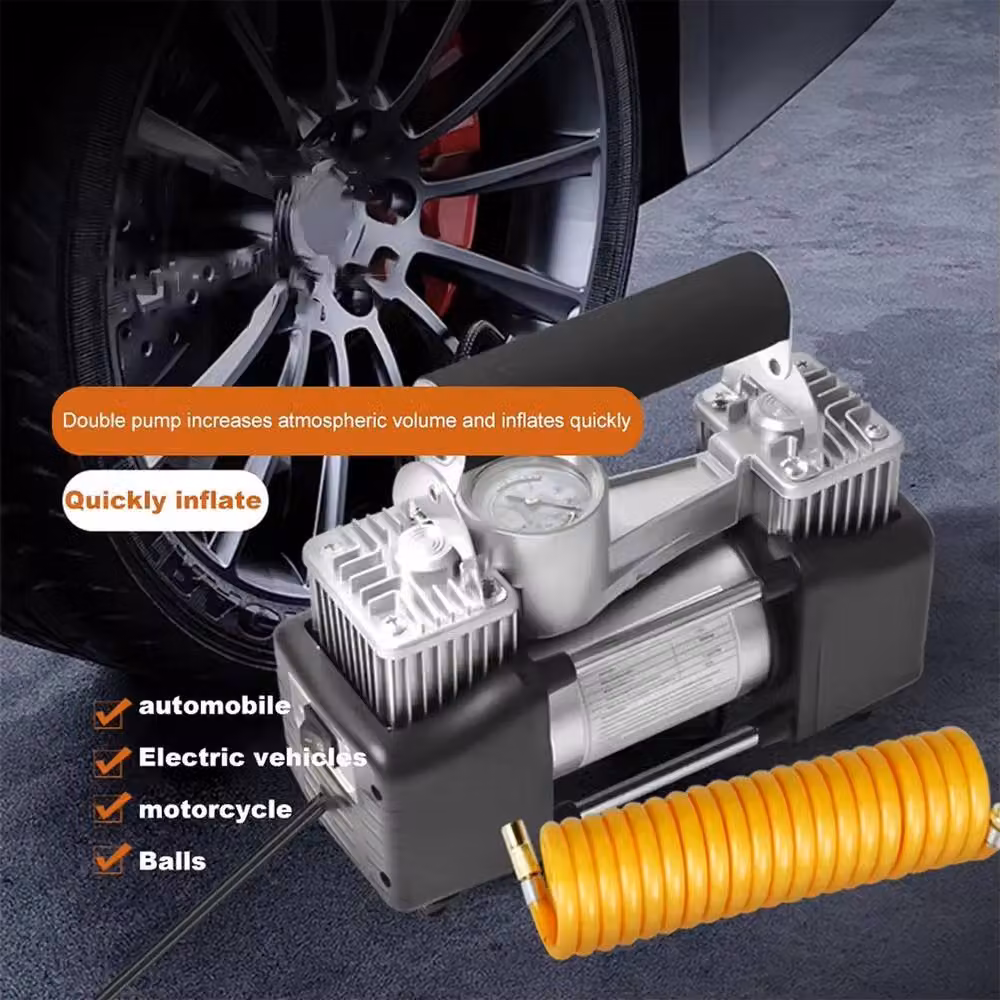 SPETLEK Heavy Duty 12V Electric Car Tyre Inflator in Black and Silver – 7