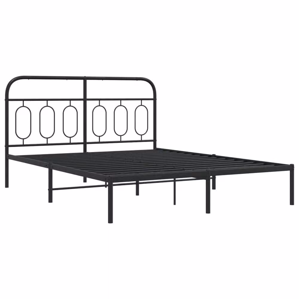 Berkfield Home Metal Bed Frame with Headboard, Black, W/D/H: 140 x 190 cm – 3