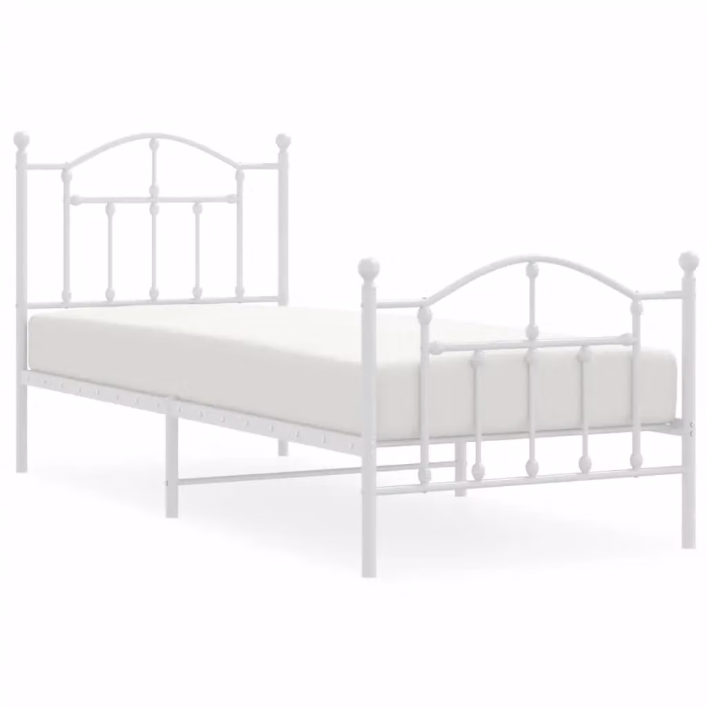 Berkfield Home Metal Bed Frame with Headboard and Footboard in White, W/D/H: 80 x 200 cm – 2