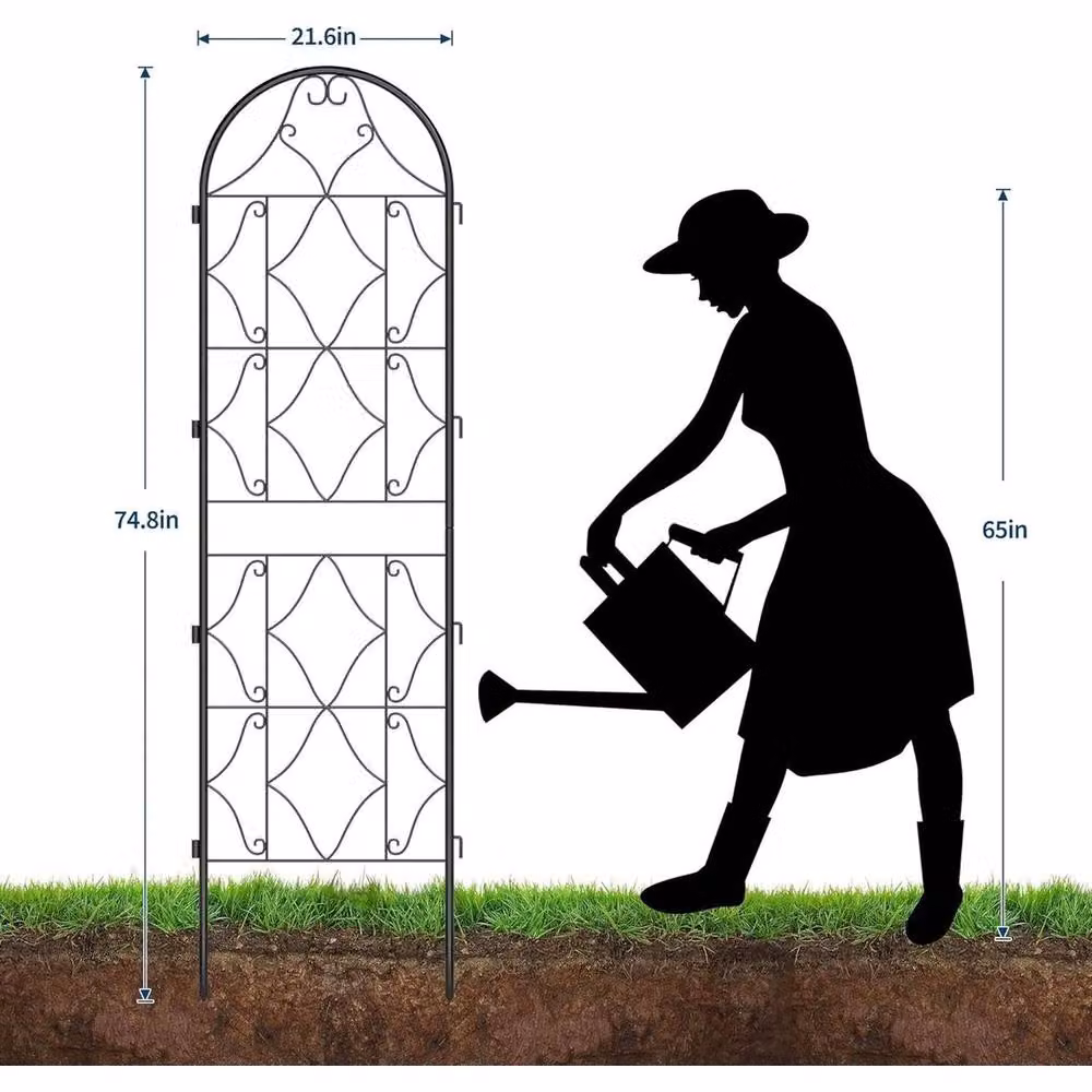 KORVIXA 2-Panel Metal Decorative Garden Trellis in Black, W/H: 100 x 100 cm – 2