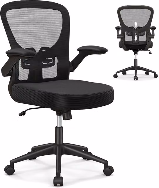 Costway Black Swivel Mesh Task Chair with Armrests