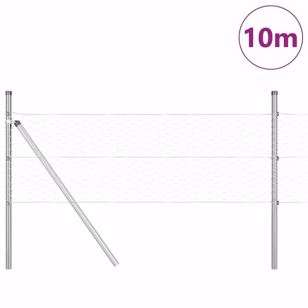 Berkfield Home Silver Galvanised Steel Hexagon Fence, H: 0.5 m x W: 10 m – 2