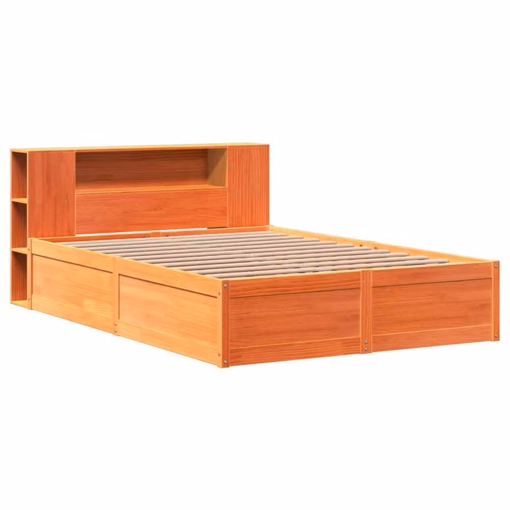 Berkfield Home King Size Solid Wood Pine Bed Frame in Waxed Brown, W/D/H: 150 x 200 cm – 3