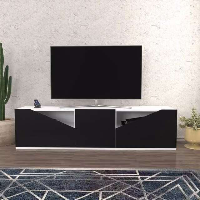 Decorotika Carson Modern TV Unit in White, Anthracite and Grey, W: 160.0 cm
