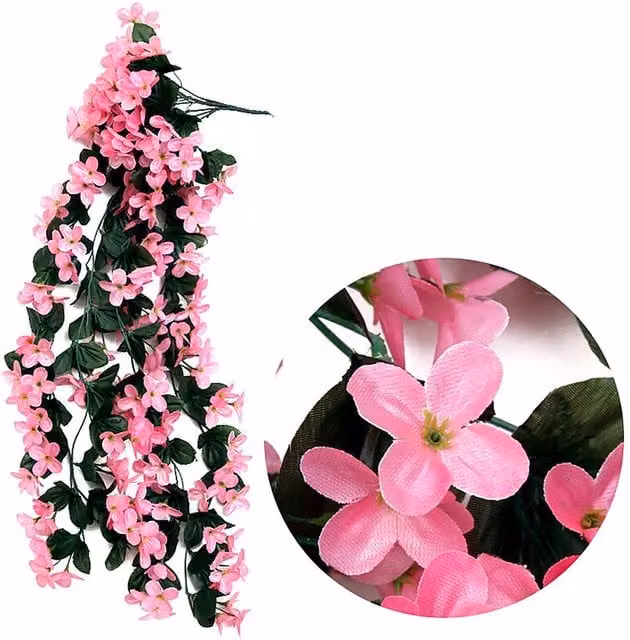 YnysTec Pink Artificial Hanging Flower Vine for Home and Garden Decor, Length: 85.5 cm – 1