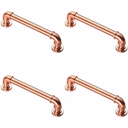 Loops 4 Pack Satin Copper Bar Cabinet Pull Handles with 128mm Fixing Centres
