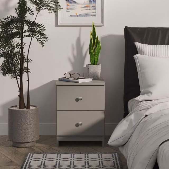 2 U Newlyn 2 Drawer Bedside Cabinet in Dark Grey