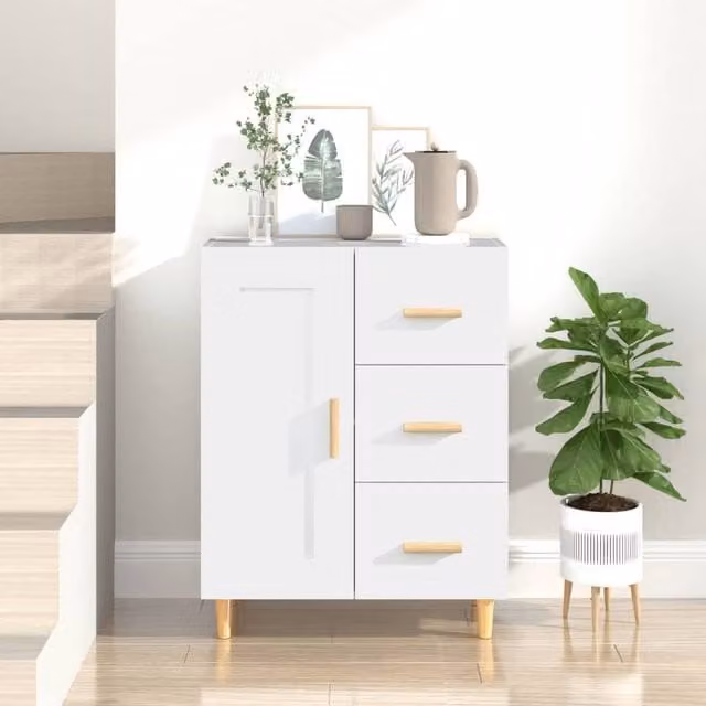 Berkfield Home White Classic Sideboard, W/D/H: 69.5 x 34 x 90 cm