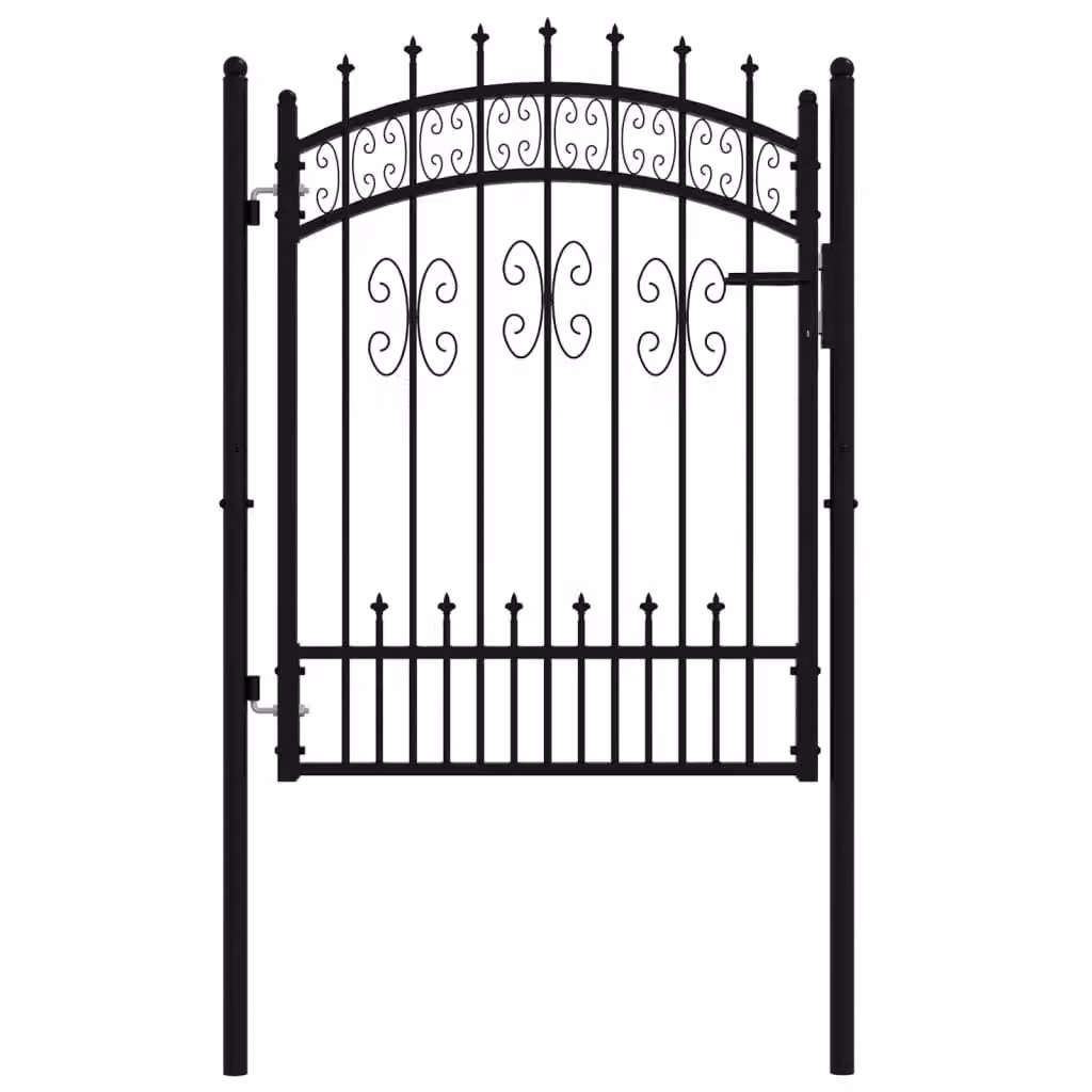 Berkfield Home Black Spear Top Steel Swing Fence Gate, W: 103 cm, H: 175 cm – 2