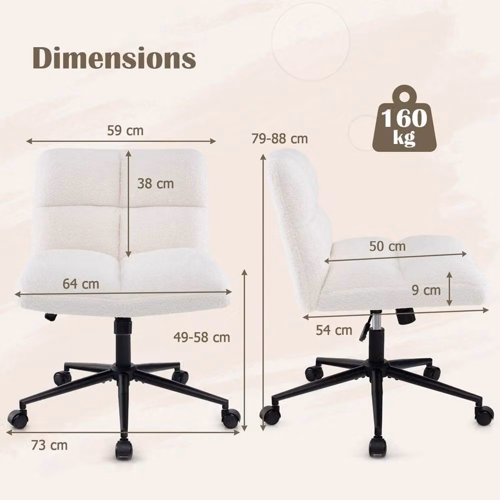 EONLION Modern White Bouclé Fabric Swivel Task Chair with Metal Base – 2