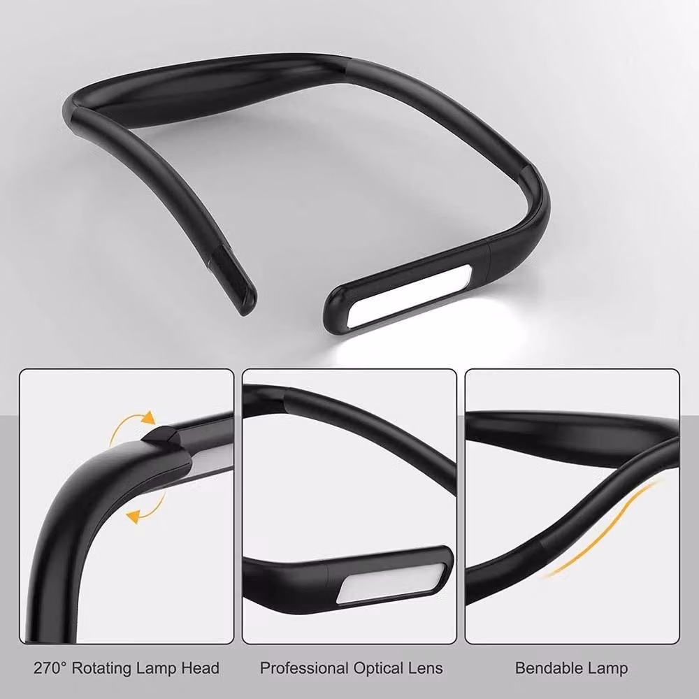 PAWNORA Dimmable LED Neck Reading Light with USB Charging and Touch Control in Black – 2