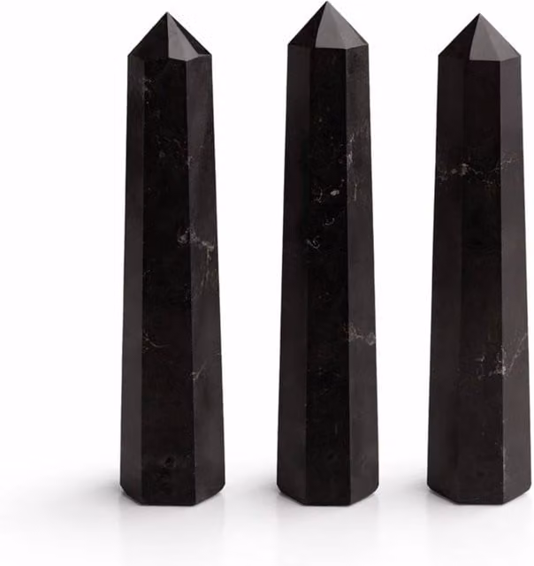 Serenityy Black Tourmaline Six Face Obelisk Point, Height: 11 cm