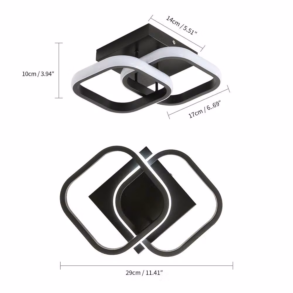 Pheashine Modern LED Ceiling Light, 22W, Black, 6500K Cool White, Diameter: 16 cm – 3
