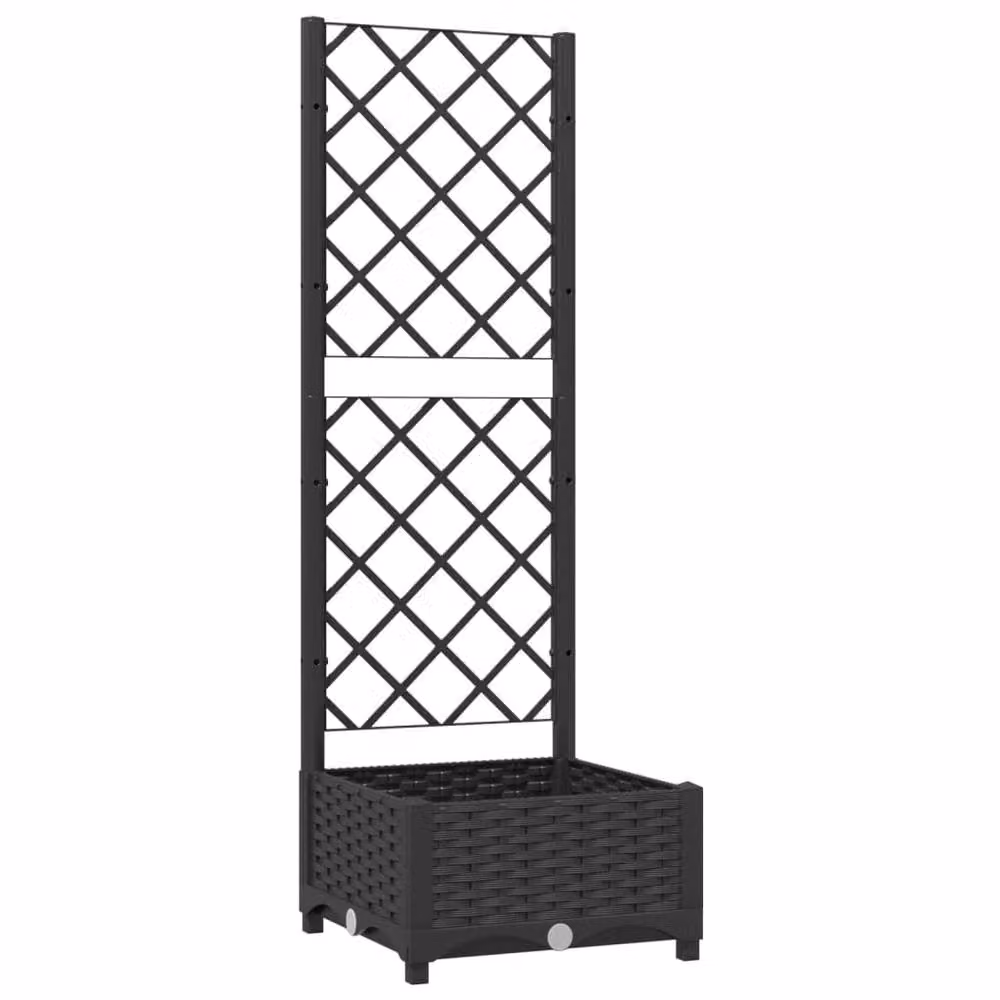 Berkfield Home Beautiful Garden Planter with Trellis, Black, W/D/H: 40 x 40 x 121.5 cm – 3