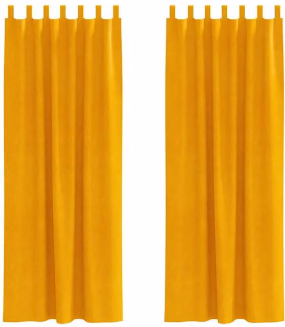 Berkfield Home Mustard Yellow Velvet Blackout Curtains with Hanging Loops, 2 Pack, W: 140 cm, H: 260 cm – 1