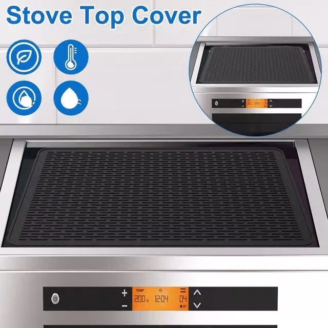 EONLION Black Silicone and Glass Electric Induction Hob Stove Cover Protector, Width: 100 cm – 1