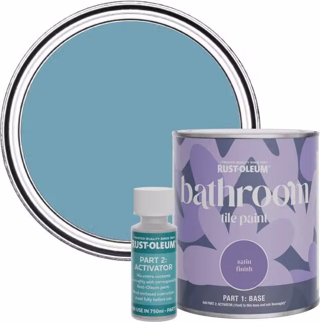 Rust-Oleum Bathroom Tile Paint in Satin Finish, Belgrave Blue, 750ml