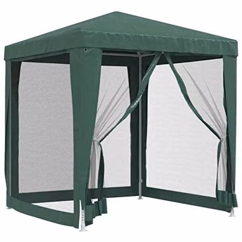 vidaXL Party Tent in Green with 4 Mesh Sidewalls, W: 200 cm, D: 200 cm, H: 240 cm – 1
