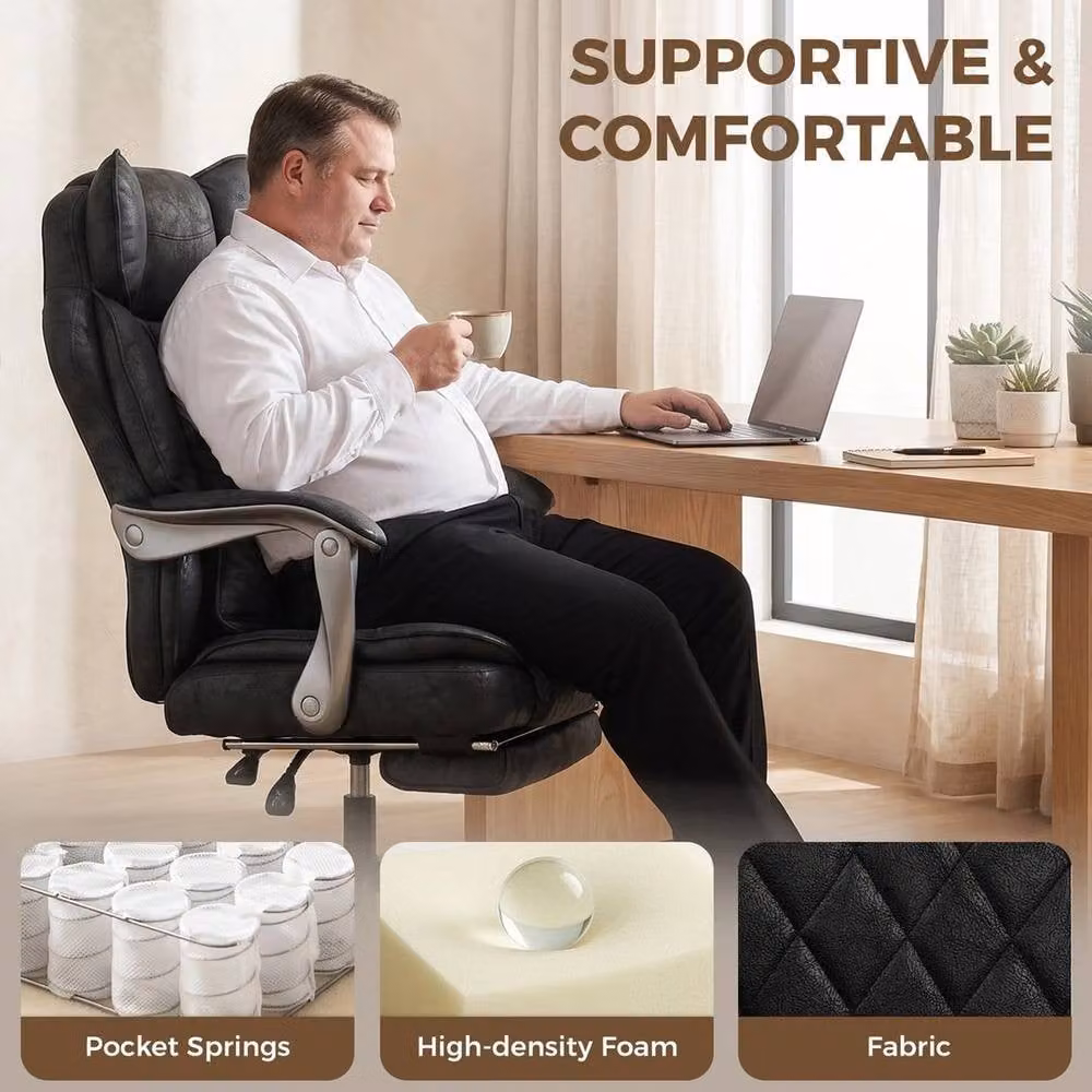 FORGEVIO Black Executive Office Chair with Headrest and Armrests – 4