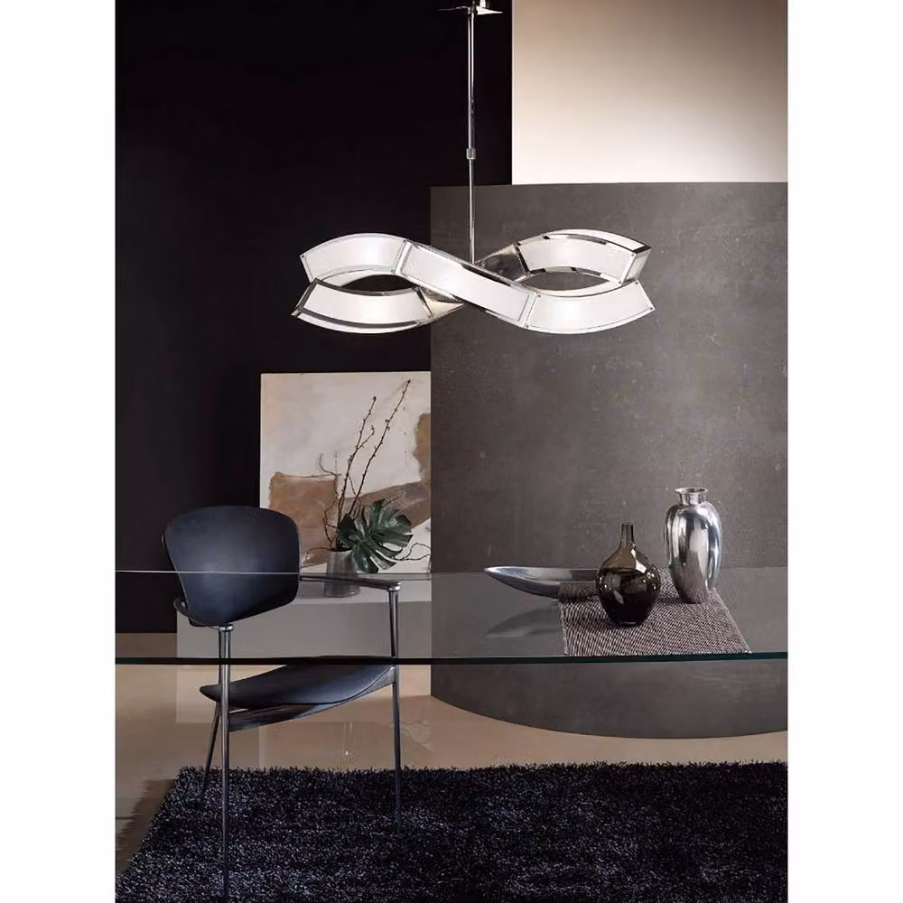Netlighting Duna GU10 Rectangular 2-Arm Pendant Light with 6 Lights in Polished Chrome and Silver – 2