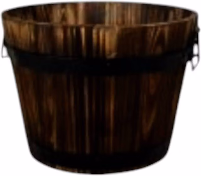 Four Candle Burntwood Wooden Barrel Planter Tub in Brown