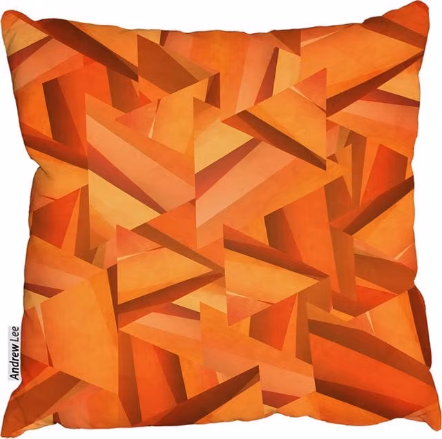 Andrew Lee Orange Graphic Geometric Square Cushion, W/D/H: 60 x 60 x 60 cm