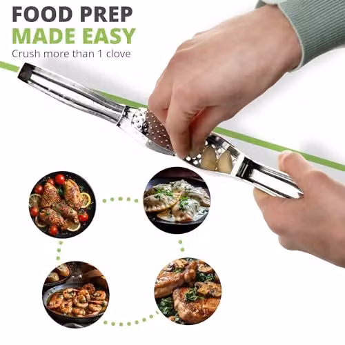 Oliver's Kitchen Premium Stainless Steel Garlic Press in Silver – 3