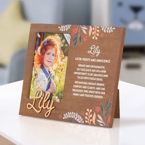 History & Heraldry Pre-personalised Lily Child's Picture Frame, Brown, W/H: 11 x 8.5 cm – 1