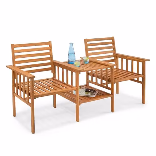 VonHaus Cannes 2 Seater Acacia Wood Garden Love Seat in Brown – 1