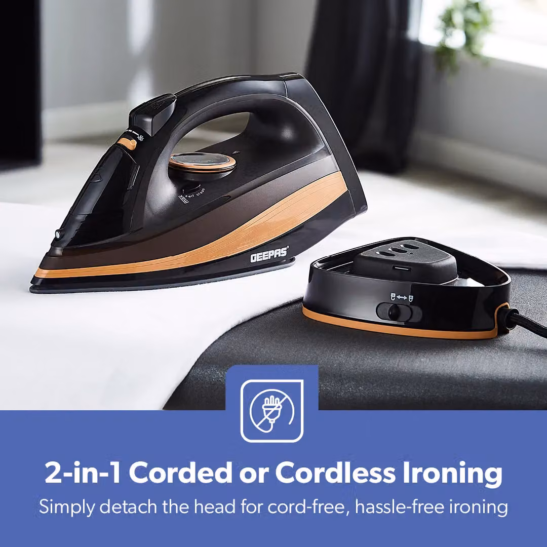 Geepas 2 in 1 Steam Iron with Ceramic Non-Stick Soleplate, 2400W, Black – 3