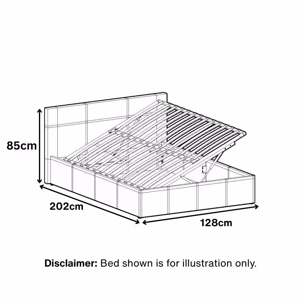 Kosy Koala Grey Velvet Striped Ottoman Bed with Gas Lift Storage and Mattress, Small Double, W/D/H: 120 x 200 cm – 4