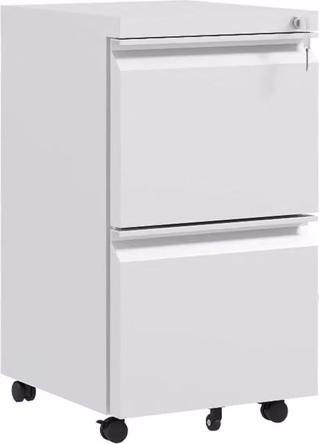 Rolipo 2-Drawer Lockable Metal Filing Cabinet with Adjustable Hanging Rail in White