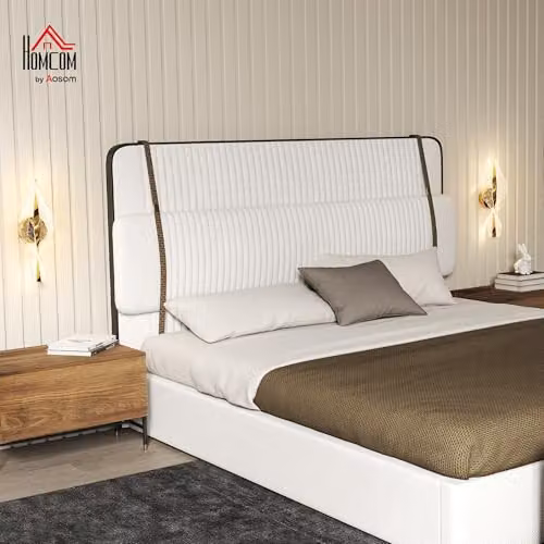 HOMCOM Pack of 2 Modern LED Wall Lamps in Gold/Brass with Adjustable Up and Down Light Effect – 2