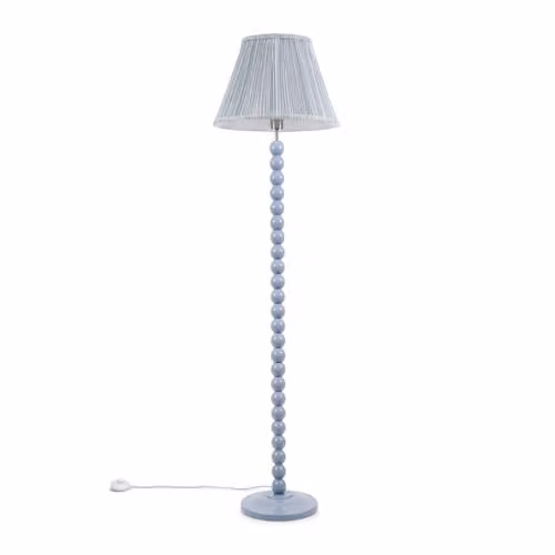 ValueLights Bobbin Blue Floor Lamp with Fabric Pleated Shade