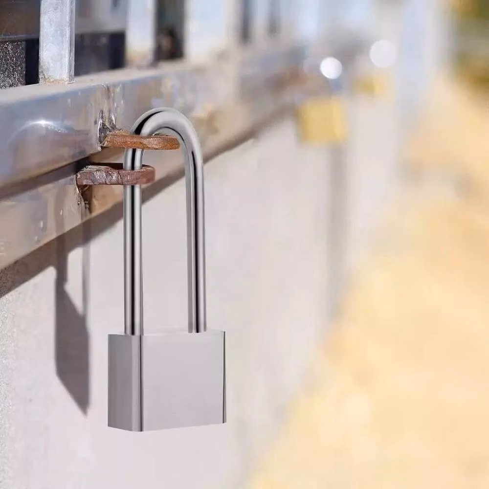 SPETLEK Stainless Steel Long Shackle Padlock with Key in Silver – 4