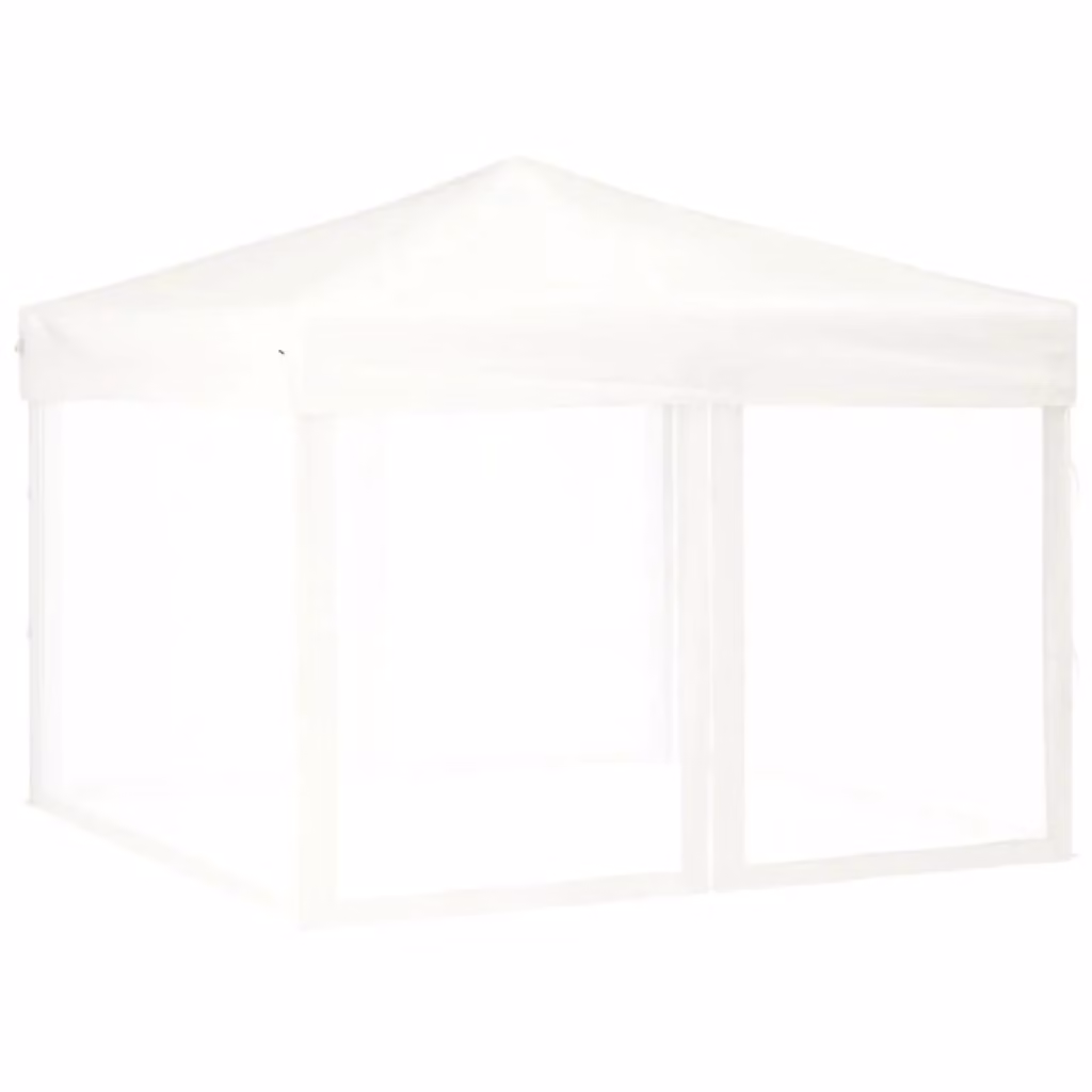 Berkfield Home Folding Party Tent with Sidewalls in White and Silver, W/D/H: 3 x 3 x 3 m – 2