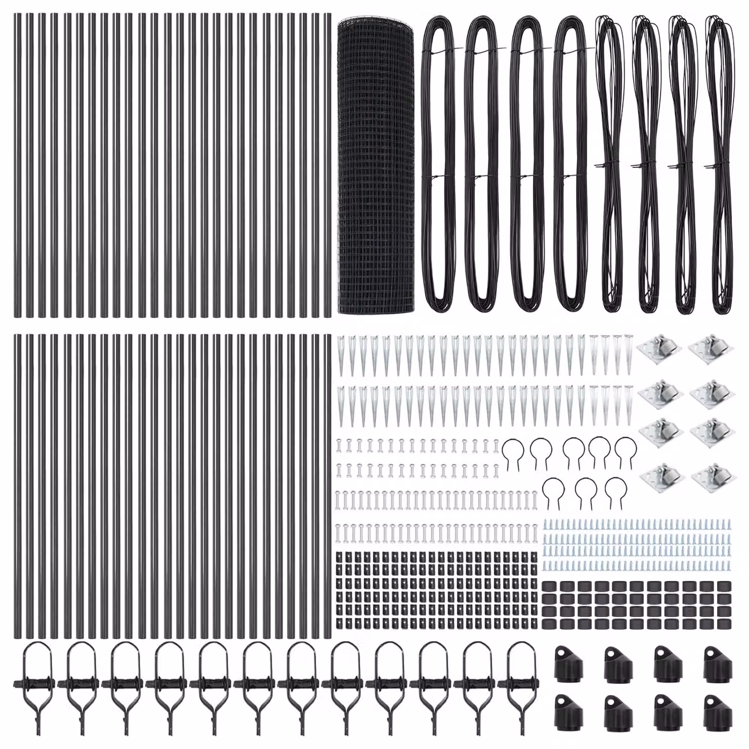 Berkfield Home Grey Powder-Coated Steel Welded Wire Fence with 13 In-Ground Spike Posts – 3