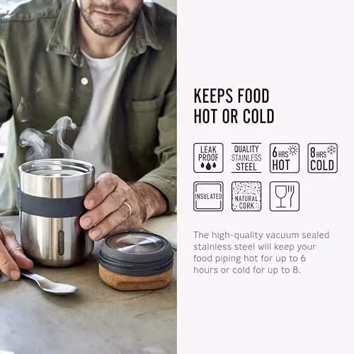 Black + Blum Insulated Stainless Steel Thermo Pot, 450 ml, Grey – 6