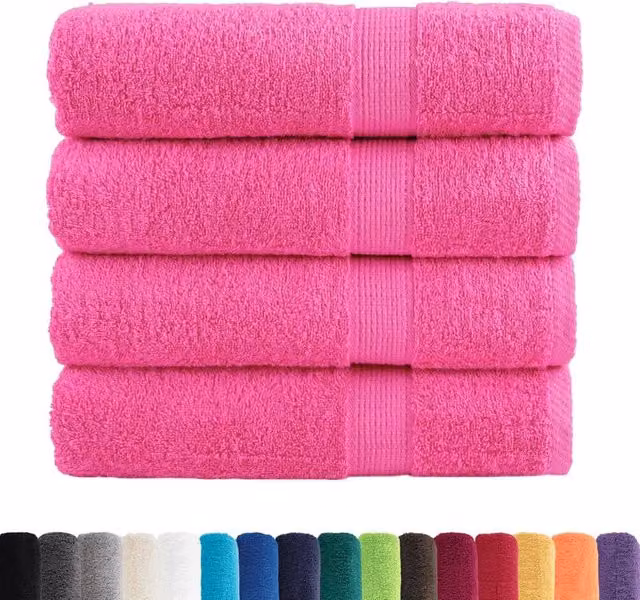 Berkfield Home SOLUND Premium Cotton Terry Bath Towels, 4 Pack, Pink, W: 100 cm, L: 150 cm, 600 gsm – 1