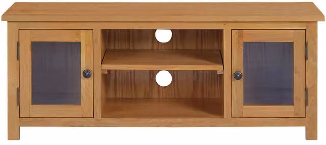 Berkfield Home Solid Oak TV Cabinet in Brown, W/D/H: 110 x 35 x 44 cm