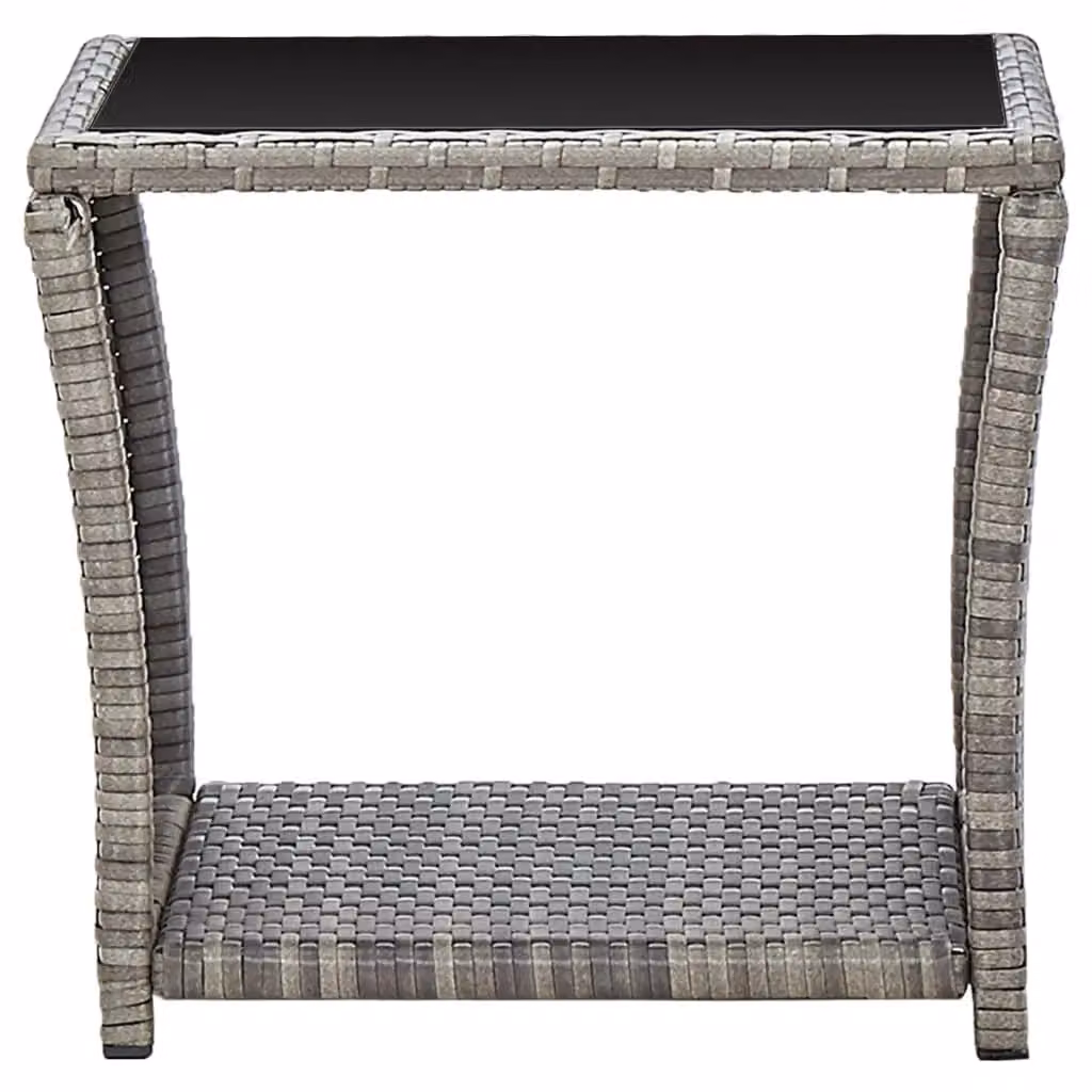 Berkfield Home Grey Poly Rattan and Glass Coffee Table, W/D/H: 45 x 45 x 40 cm – 2