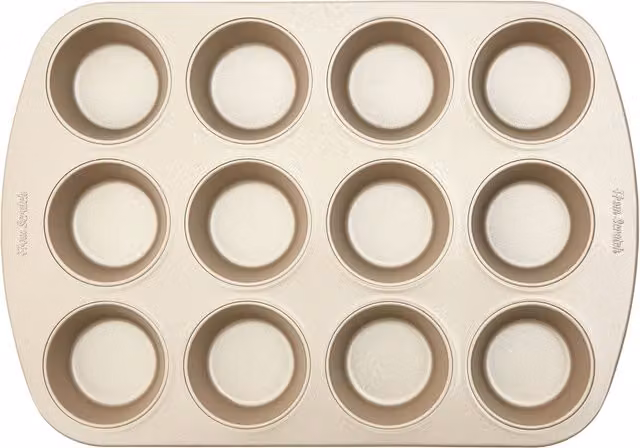 Orsina Gold Non-Stick 12-Hole Muffin Tray in Champagne Carbon Steel